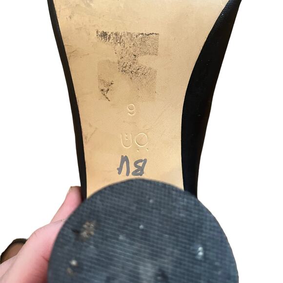 Urban Outfitters Black Open Toe Wooden Chunky Slide Sandals Heels Size 9 - Picture 11 of 11